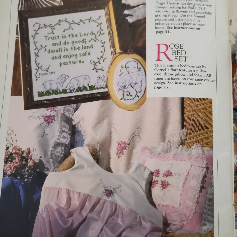 Womens Circle Counted Cross Stitch April 1990 Chick Pattern Windmill Daffodils